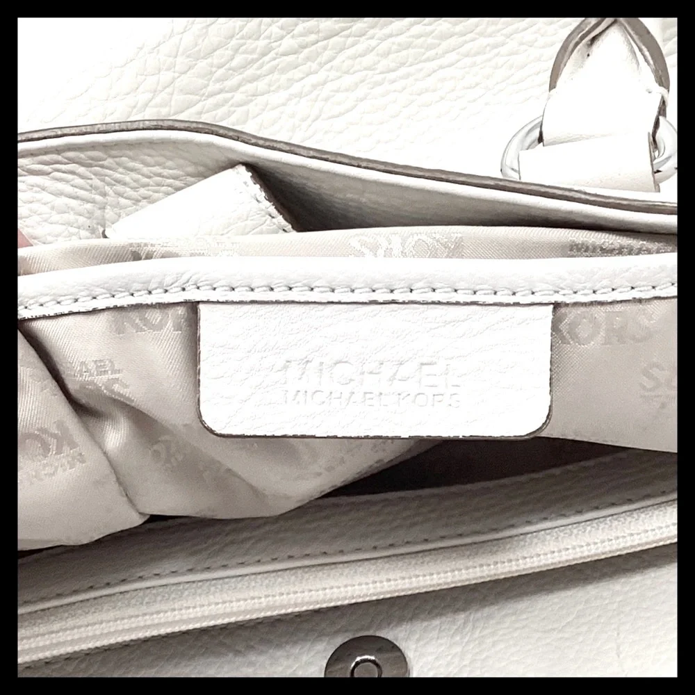 MICHAEL KORS Hamilton Large EW Tote Soft Pebbled Leather Color: Vanilla - Picture 14 of 16
